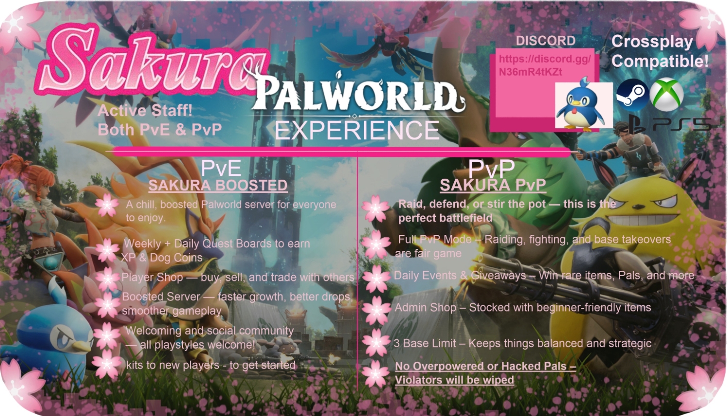 Sakura PVE Boosted Palworld Server